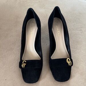 Dior Black Heels with Gold Detail